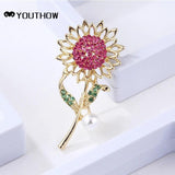 Sunflower Rhinestone Lapel Pin - Women's Delicate Accessory