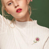 Sunflower Rhinestone Lapel Pin - Women's Delicate Accessory