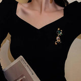Crystal Cat Brooch Korea Style Animal Jewelry Golden Gift