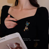 Crystal Cat Brooch Korea Style Animal Jewelry Golden Gift