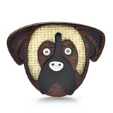 Wood Dog Brooches Cute Animal Pin Casual Party Accessory