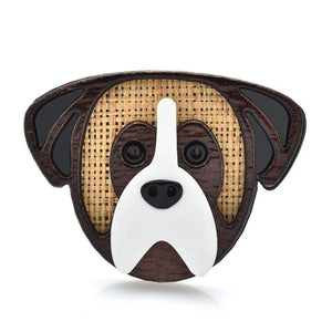 Wood Dog Brooches Cute Animal Pin Casual Party Accessory