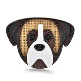 Wood Dog Brooches Cute Animal Pin Casual Party Accessory