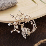 Crystal Bird Brooch with Pearl Large Brooches