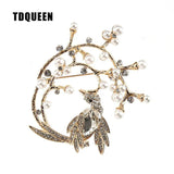 Crystal Bird Brooch with Pearl Large Brooches