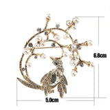 Crystal Bird Brooch with Pearl Large Brooches