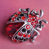 Silver Red Ladybug Scarf Jewelry Clip Pin Rhinestone Crystal Paved