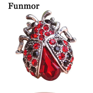Silver Red Ladybug Scarf Jewelry Clip Pin Rhinestone Crystal Paved