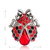 Silver Red Ladybug Scarf Jewelry Clip Pin Rhinestone Crystal Paved