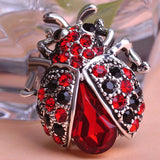 Silver Red Ladybug Scarf Jewelry Clip Pin Rhinestone Crystal Paved