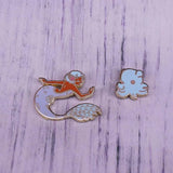 Mint Mermaid Enamel Pin Set - Unique Art Decor