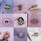 Sloth Coffee Cup Enamel Pin Octopus Brooch Lapel Badges Jewelry Gift