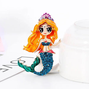 Personality Alloy Mermaid Oil Dropping Brooch for Women's Party