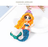 Personality Alloy Mermaid Oil Dropping Brooch for Women's Party