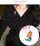 Personality Alloy Mermaid Oil Dropping Brooch for Women's Party