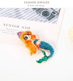 Personality Alloy Mermaid Oil Dropping Brooch for Women's Party