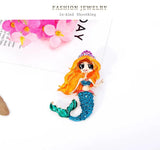 Personality Alloy Mermaid Oil Dropping Brooch for Women's Party