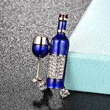 Red Wine Cup Brooch Full Crystal Enamel Men Hats Suit Accessories