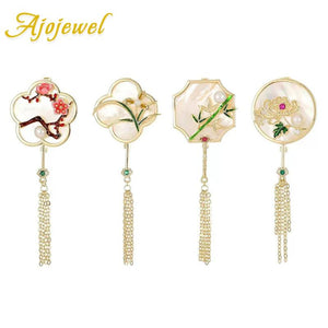 Chinese Crystal Plum Orchid Chrysanthemum Bamboo Brooch