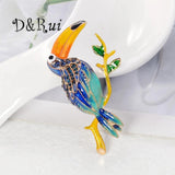 D&Rui Parrot Lapel Pins Rhinestone Shining Animal Jewelry
