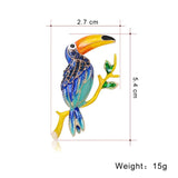 D&Rui Parrot Lapel Pins Rhinestone Shining Animal Jewelry