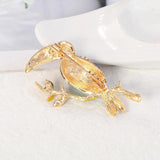 D&Rui Parrot Lapel Pins Rhinestone Shining Animal Jewelry