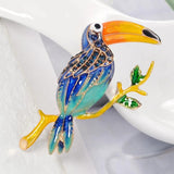 D&Rui Parrot Lapel Pins Rhinestone Shining Animal Jewelry