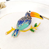 D&Rui Parrot Lapel Pins Rhinestone Shining Animal Jewelry