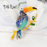 D&Rui Parrot Lapel Pins Rhinestone Shining Animal Jewelry