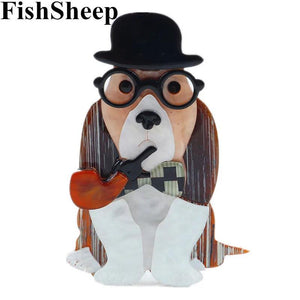 FishSheep Dog Brooch Pins For Women Cute Animal Brooch Jewelry