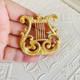 Classical Elegance Harp Brooch, Matte Alloy Plated Corsage