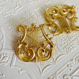 Classical Elegance Harp Brooch, Matte Alloy Plated Corsage
