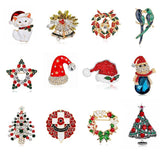 Christmas Brooch Snowflake Santa Deer Bell Cap Pin