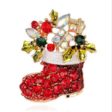Christmas Brooch Snowflake Santa Deer Bell Cap Pin