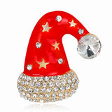 Christmas Brooch Snowflake Santa Deer Bell Cap Pin