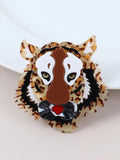 Vintage Big Acrylic Tiger Brooch Pin Resin Animal Big Cat Brooches