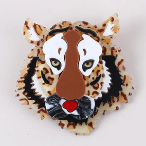 Vintage Big Acrylic Tiger Brooch Pin Resin Animal Big Cat Brooches
