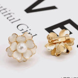 Camellia Brooch Pearl Ring Pin Scarf Button Cardigan Sweater Party Jewelry