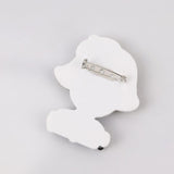 Red Hat Girl Acrylic Brooch Cartoon Glasses Badge