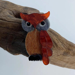 Acrylic Owl Animal Brooch for Fall Sweaters