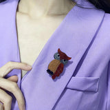 Acrylic Owl Animal Brooch for Fall Sweaters