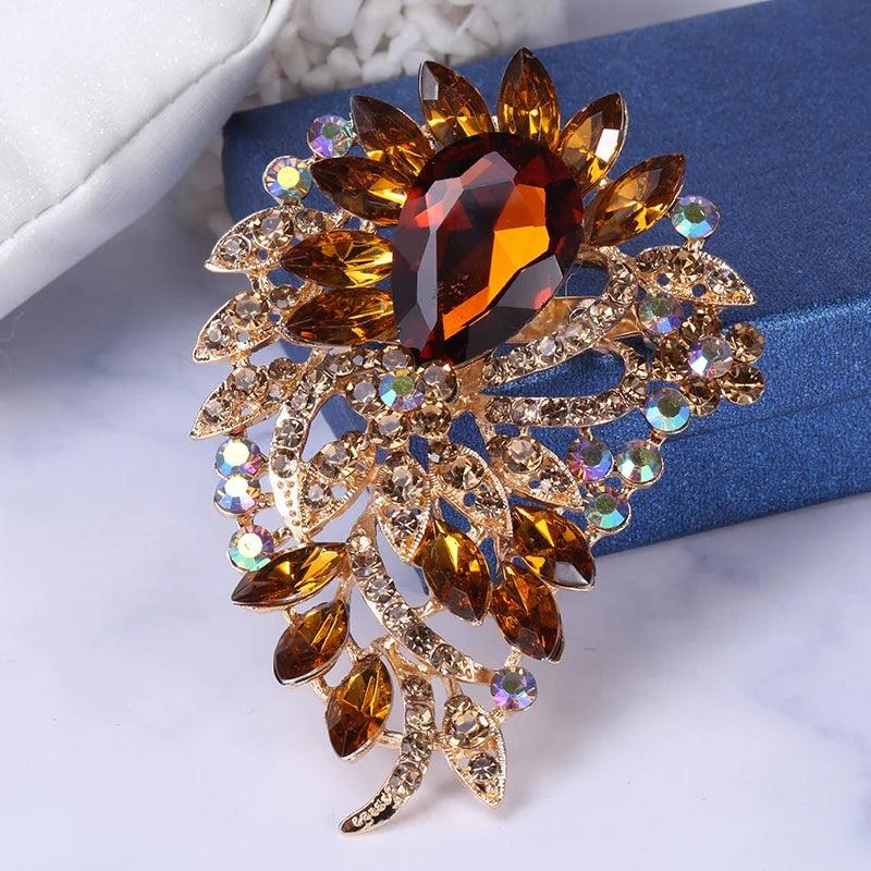 Elegant Rhinestone Glass Brooch for Women