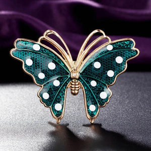 Red Enamel Butterfly Brooch for Women