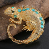 Exquisite Rhinestone Chameleon Brooch Pin - Big Winter Animal Pin
