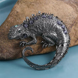 Exquisite Rhinestone Chameleon Brooch Pin - Big Winter Animal Pin