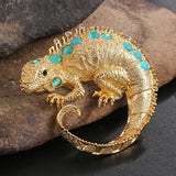 Exquisite Rhinestone Chameleon Brooch Pin - Big Winter Animal Pin
