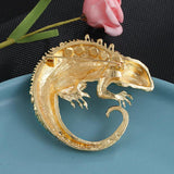 Exquisite Rhinestone Chameleon Brooch Pin - Big Winter Animal Pin