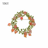 Cranberry Freshwater Pearl Green Stone Brooch