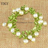 Cranberry Freshwater Pearl Green Stone Brooch