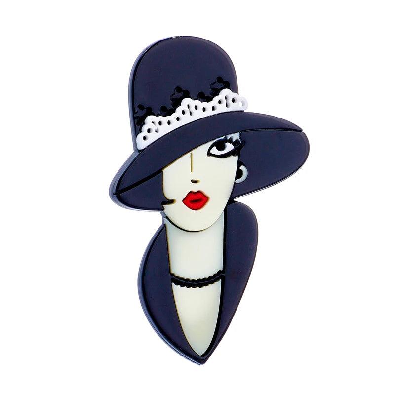 Women's Lady Shape Acrylic Brooches